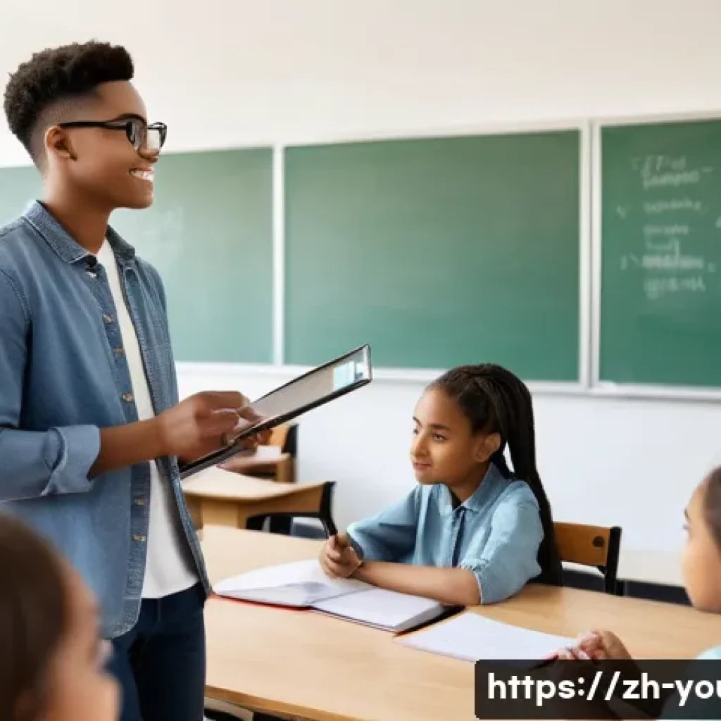 청소년상담사 자격증 취득 후 진로 탐색 방법 - A professional teenage counselor in a modern international school setting, wearing smart casual atti...