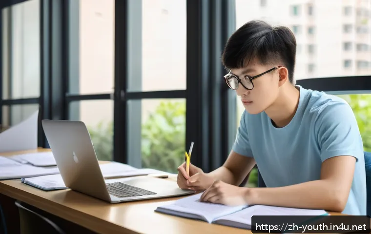 청소년상담사 자격증 공부 스케줄 세우기 - A focused young adult student sitting at a clean desk in a modern study room, wearing casual clothes...
