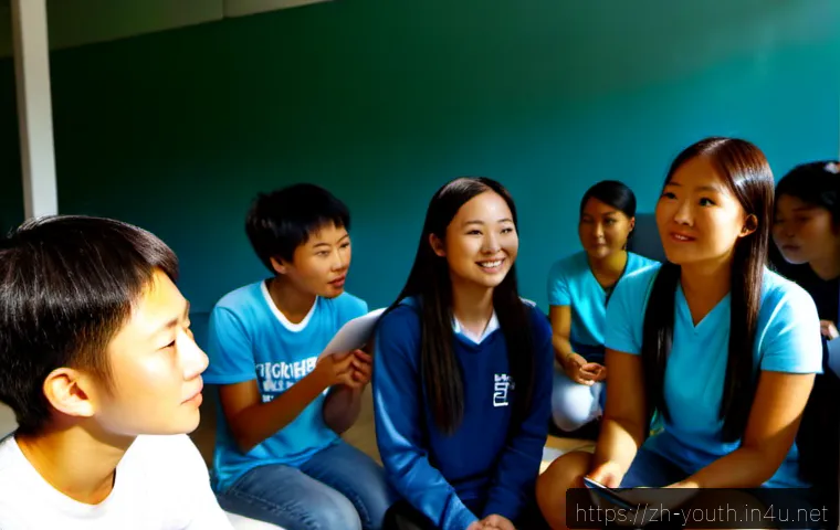 청소년상담사로서 직업의 미래 전망 - Photorealistic youth counselor in a bright modern community center, warmly listening to a diverse gr...